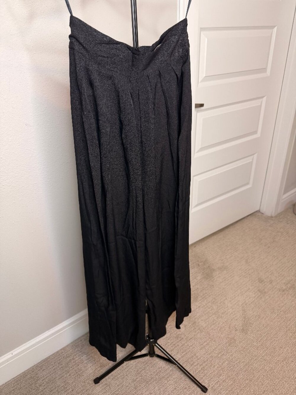 Vintage Marie St. Claire Black High Waist Pleated Wide Leg Rayon Pants Size 4